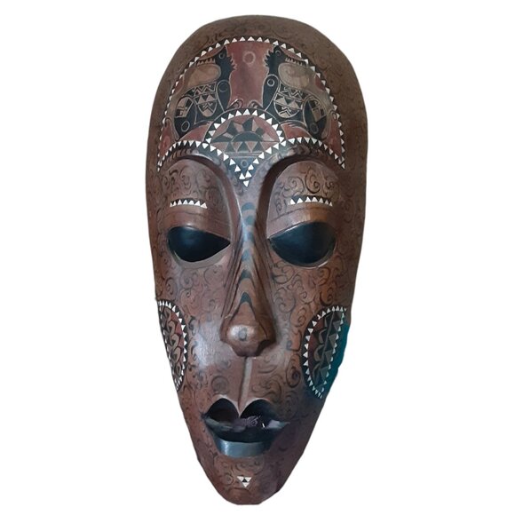 Tribal Mask Wood Carved Wall Hanging Wall Art Decor - Picture 1 of 2